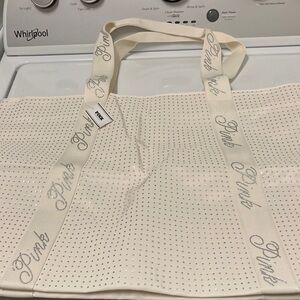 PINK Victoria's Secret Sparkly White Tote with Branded Straps